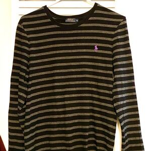 POLO Ralph Lauren PRal women’s top XL Black & Gray Striped Shirt